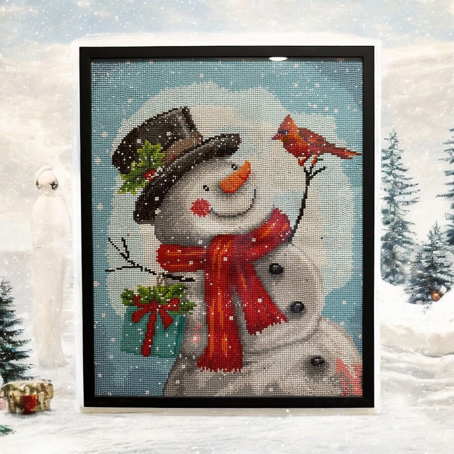 Snowman with Cardinal
